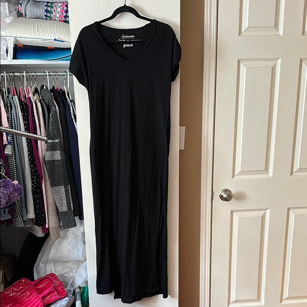 Pact Black V-Neck Maxi Dress